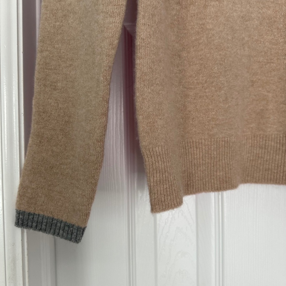 Label + Thread Wool Cashmere V-neck Colorblock Sweater Tan Pink Size‎ Small - Picture 7 of 13